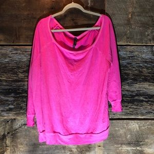 Hot pink wide neck sweatshirt